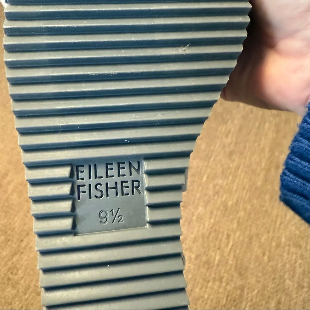 Eileen Fisher Gray Leather Platform Wedge Sandals Zip Back 9.5